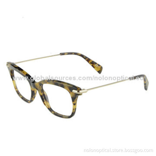 Reading Glasses, Brown Tort, Yellow Thin Metal Arms, Designer Optical Frames